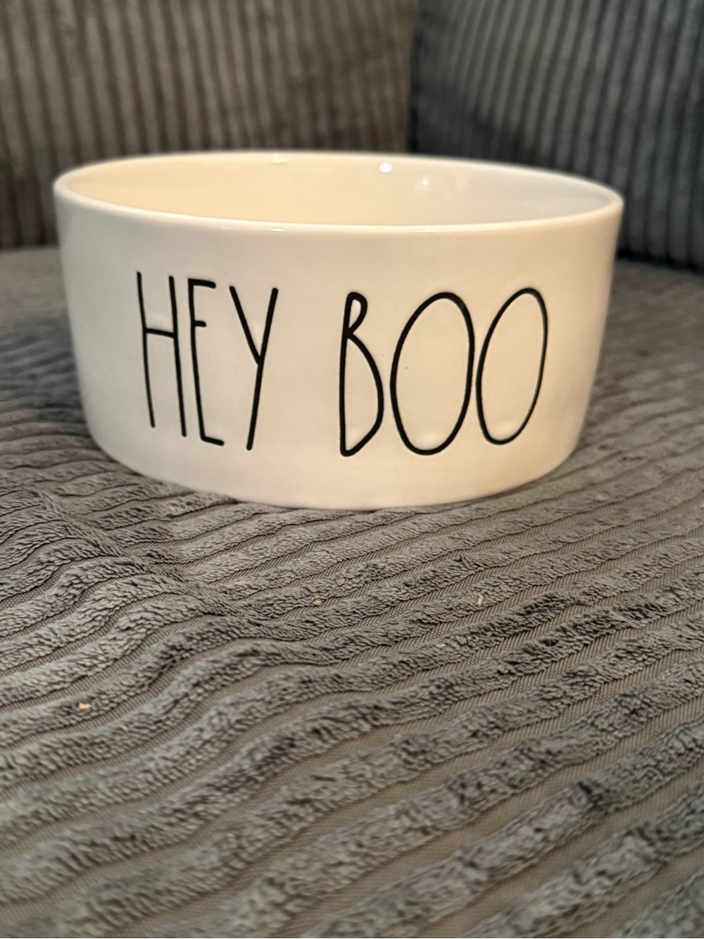 Rae Dunn✨ White Ceramic 🐶 Dog Bowl HEY BOO W/ Ghost dog 🐕 Design NEW